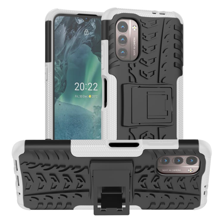 For Nokia G21 4G Tire Texture TPU + PC Phone Case with Holder