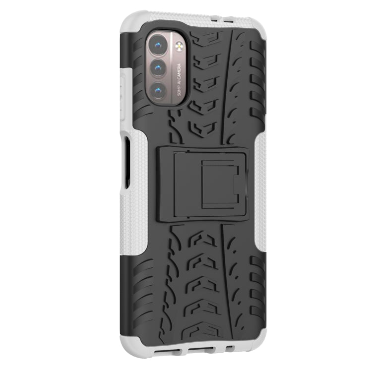 For Nokia G21 4G Tire Texture TPU + PC Phone Case with Holder