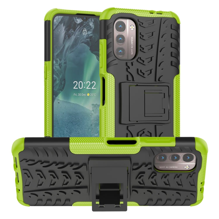 For Nokia G21 4G Tire Texture TPU + PC Phone Case with Holder