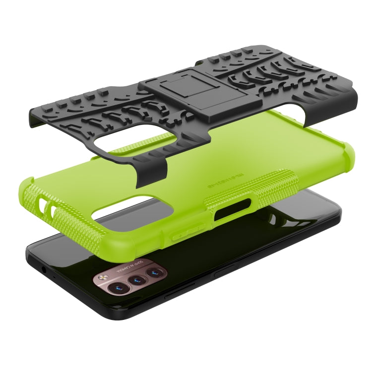 For Nokia G21 4G Tire Texture TPU + PC Phone Case with Holder