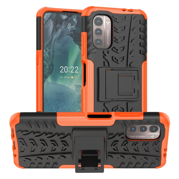 For Nokia G21 4G Tire Texture TPU + PC Phone Case with Holder