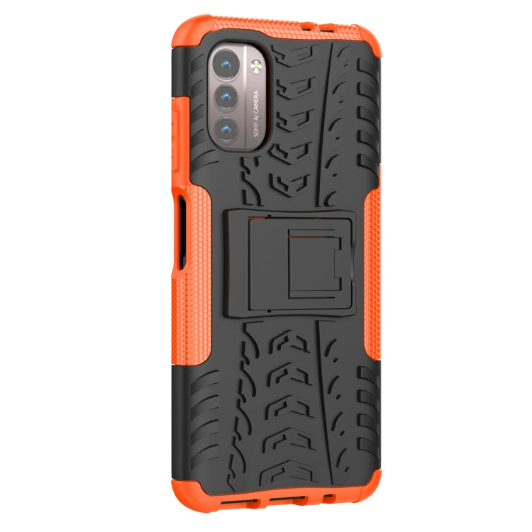 For Nokia G21 4G Tire Texture TPU + PC Phone Case with Holder