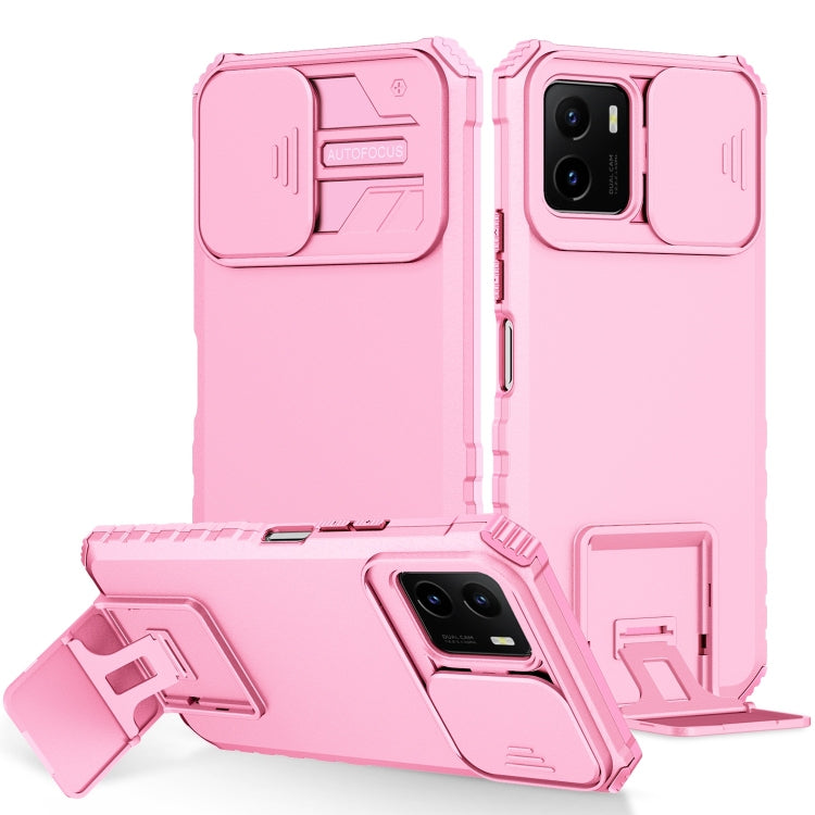 For vivo Y15s / Y15a Stereoscopic Holder Sliding Camshield Phone Case