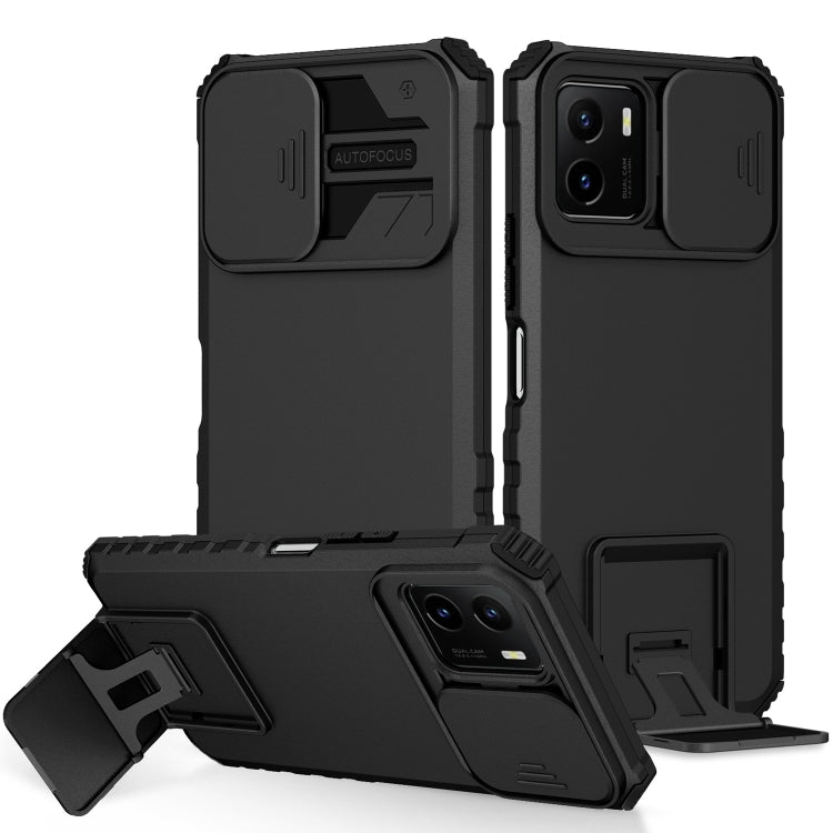 For vivo Y15s / Y15a Stereoscopic Holder Sliding Camshield Phone Case