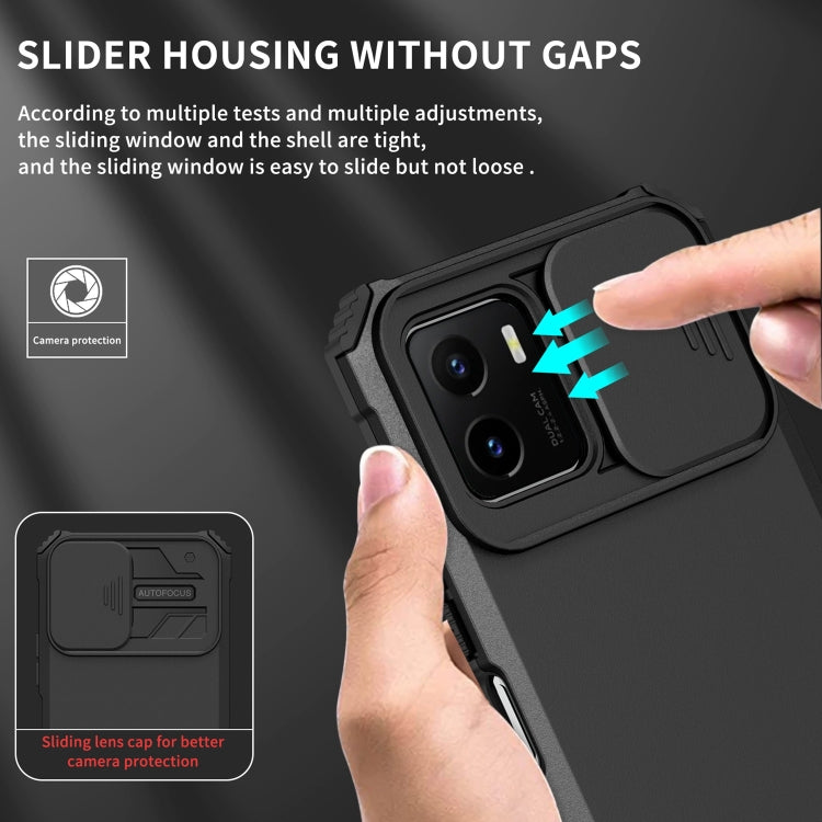 For vivo Y15s / Y15a Stereoscopic Holder Sliding Camshield Phone Case