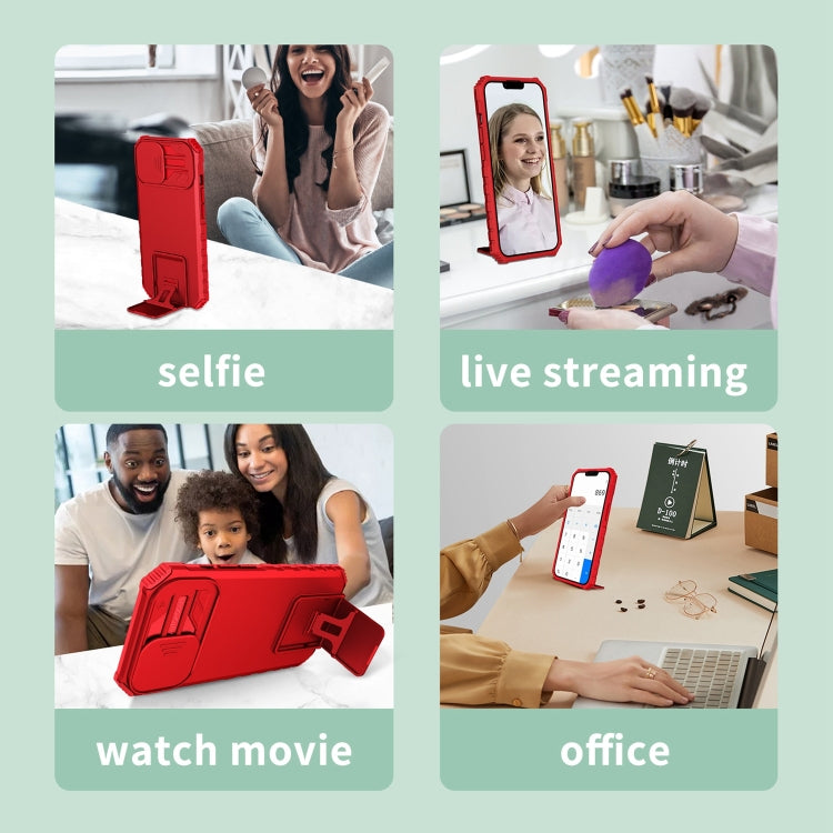 For vivo Y15s / Y15a Stereoscopic Holder Sliding Camshield Phone Case