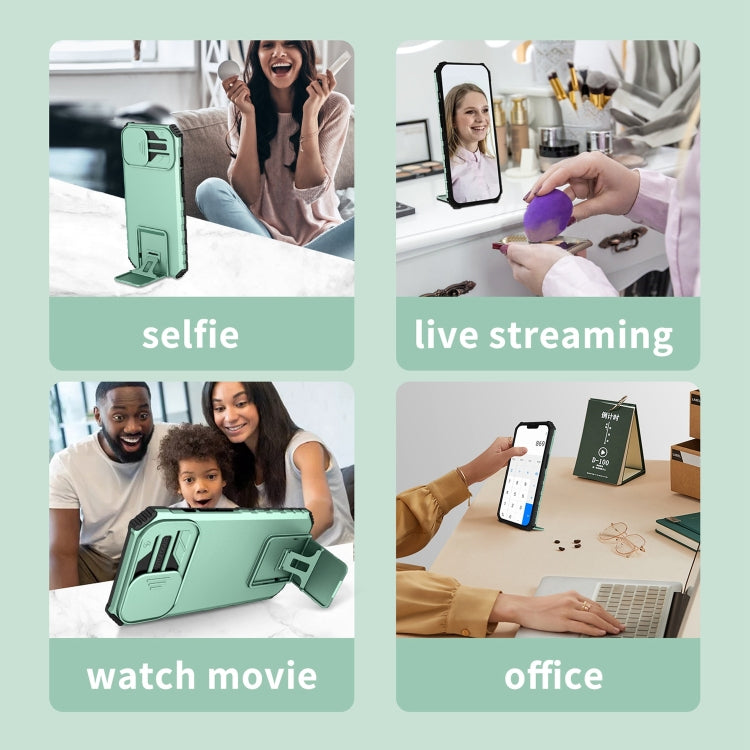 For vivo Y15s / Y15a Stereoscopic Holder Sliding Camshield Phone Case
