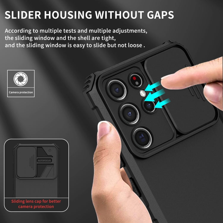 For Samsung Galaxy S21 Ultra 5G Stereoscopic Holder Sliding Camshield Phone Case
