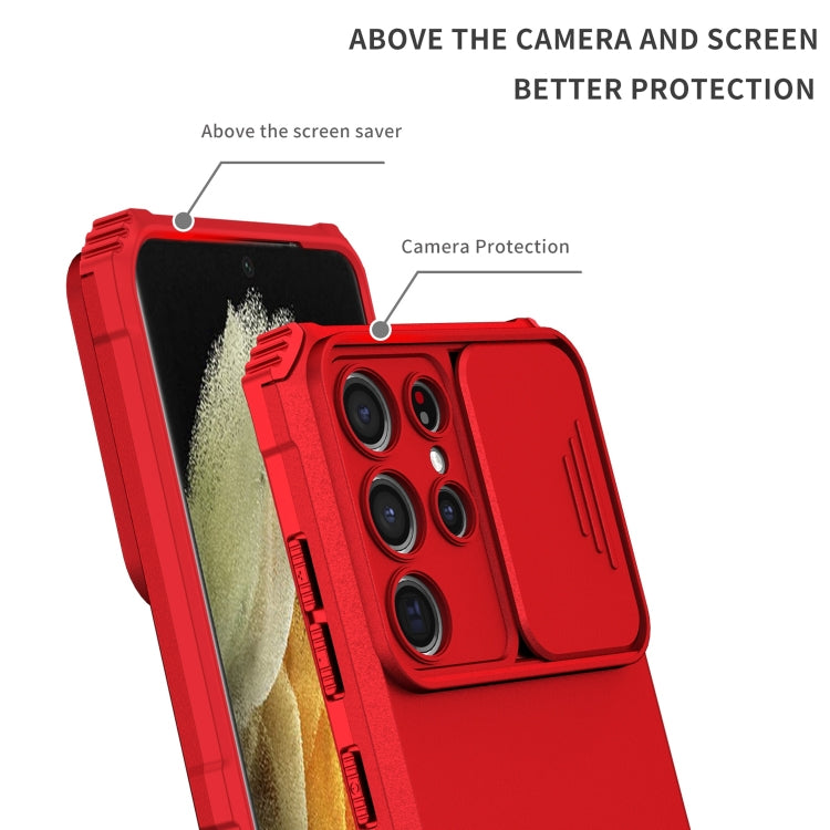 For Samsung Galaxy S21 Ultra 5G Stereoscopic Holder Sliding Camshield Phone Case