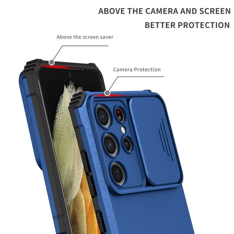 For Samsung Galaxy S21 Ultra 5G Stereoscopic Holder Sliding Camshield Phone Case