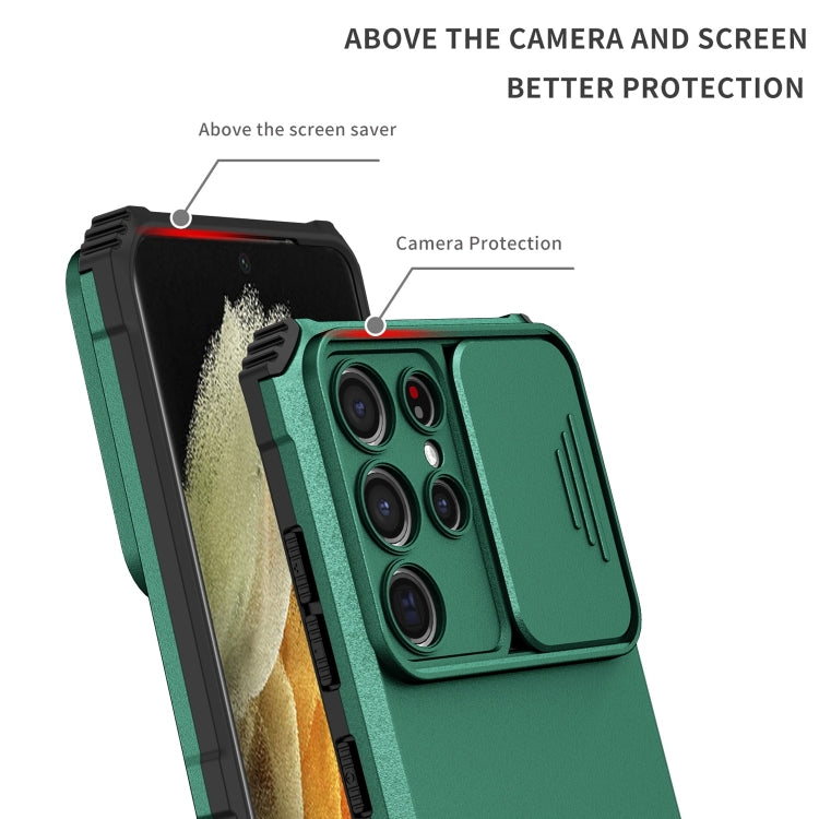 For Samsung Galaxy S21 Ultra 5G Stereoscopic Holder Sliding Camshield Phone Case