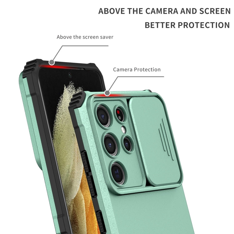 For Samsung Galaxy S21 Ultra 5G Stereoscopic Holder Sliding Camshield Phone Case