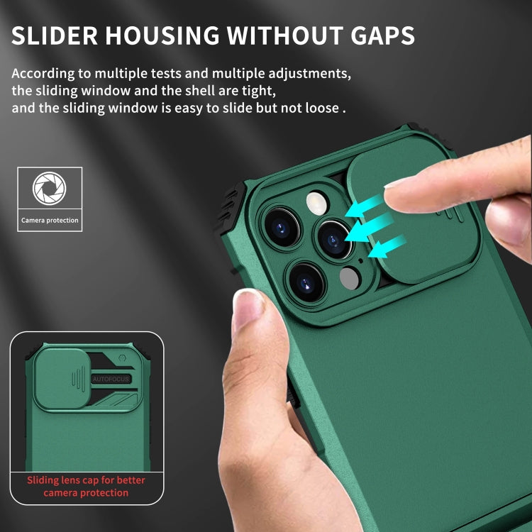 For iPhone 13 Pro Max Stereoscopic Holder Sliding Camshield Phone Case