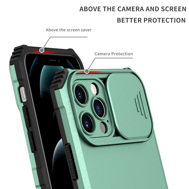 For iPhone 13 Pro Max Stereoscopic Holder Sliding Camshield Phone Case
