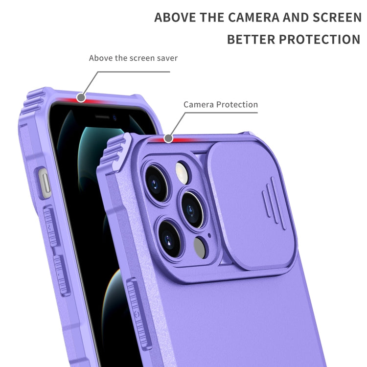 For iPhone 13 Pro Max Stereoscopic Holder Sliding Camshield Phone Case