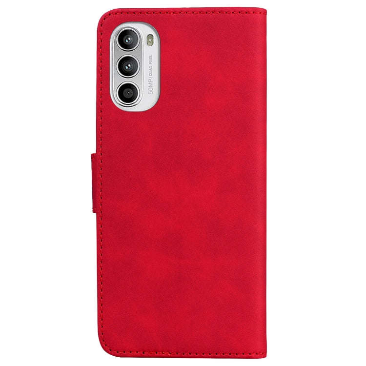 For Motorola Moto G52 Skin Feel Pure Color Flip Leather Phone Case