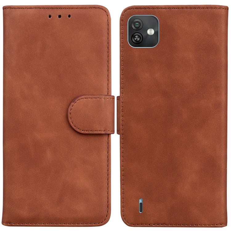 For Wiko Y82 Skin Feel Pure Color Flip Leather Phone Case