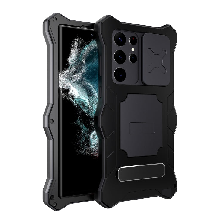 For Samsung Galaxy S22 Ultra 5G Metal + Silicone Sliding Camshield Holder Phone Case