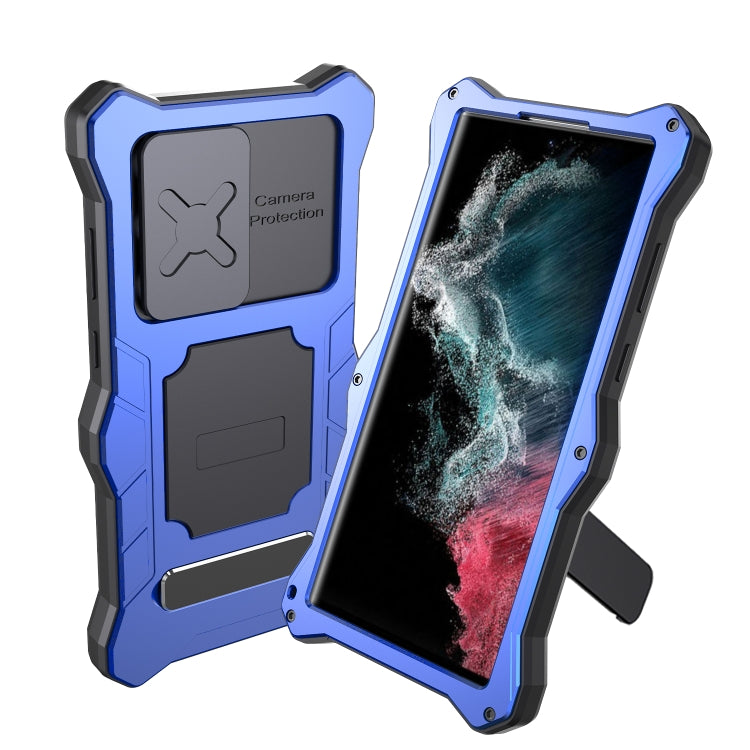 For Samsung Galaxy S22 Ultra 5G Metal + Silicone Sliding Camshield Holder Phone Case