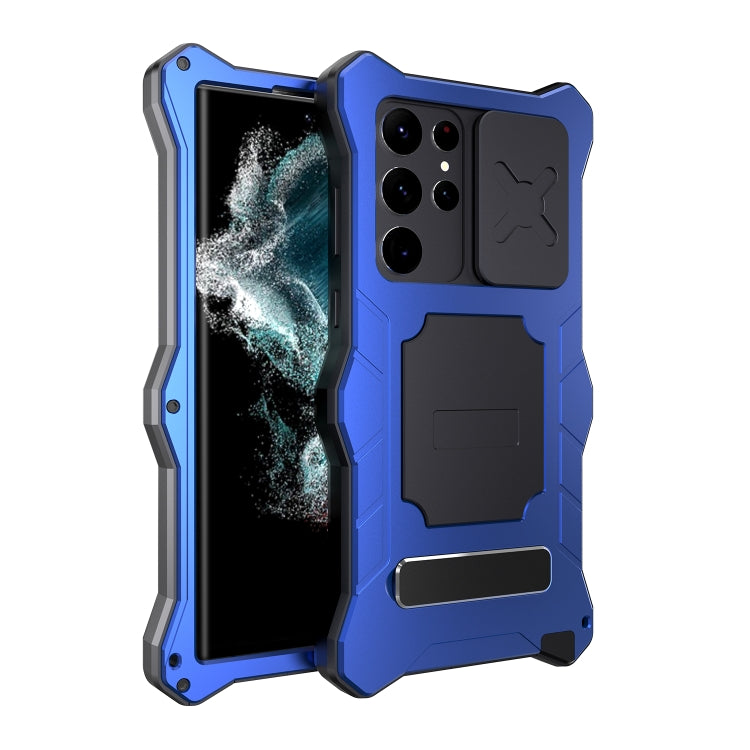 For Samsung Galaxy S22 Ultra 5G Metal + Silicone Sliding Camshield Holder Phone Case