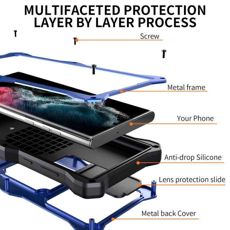 For Samsung Galaxy S22 Ultra 5G Metal + Silicone Sliding Camshield Holder Phone Case