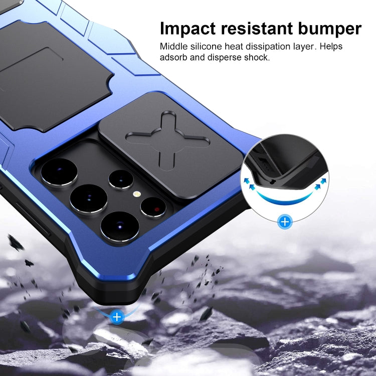 For Samsung Galaxy S22 Ultra 5G Metal + Silicone Sliding Camshield Holder Phone Case
