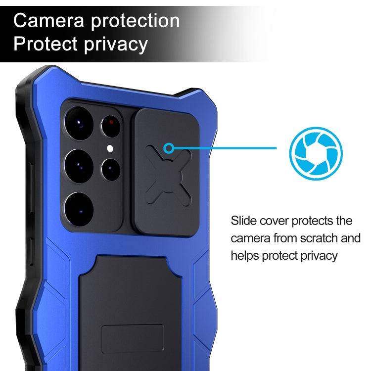 For Samsung Galaxy S22 Ultra 5G Metal + Silicone Sliding Camshield Holder Phone Case