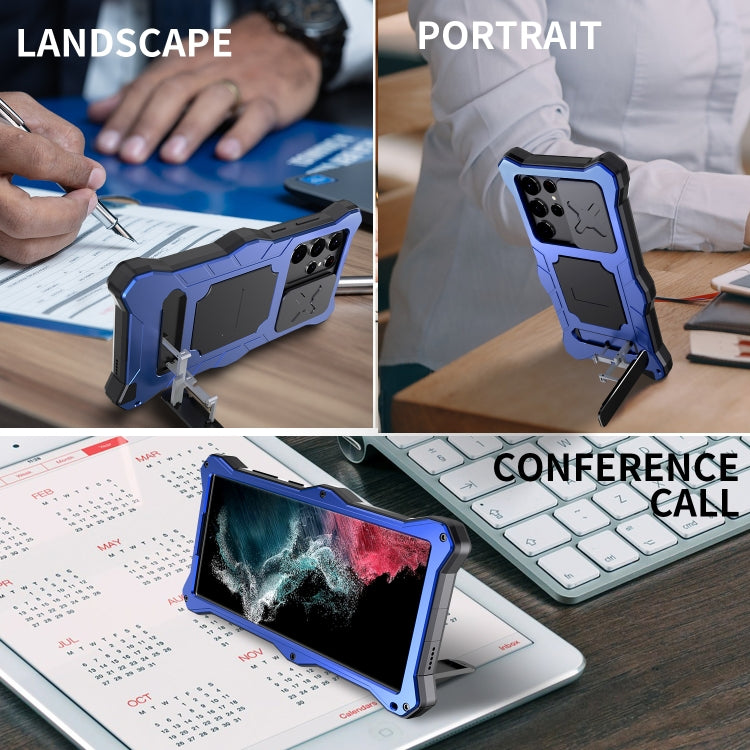 For Samsung Galaxy S22 Ultra 5G Metal + Silicone Sliding Camshield Holder Phone Case
