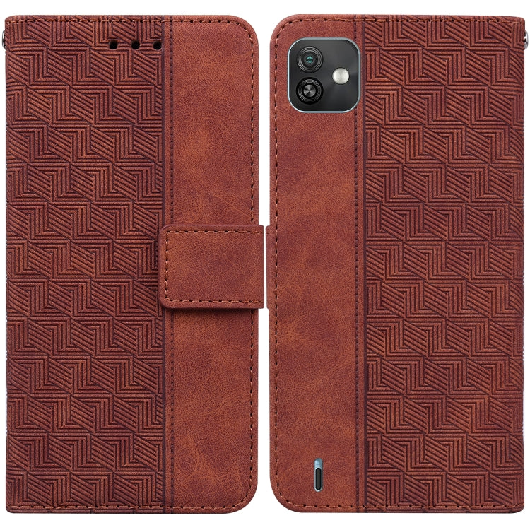For Wiko Y82 Geometric Embossed Leather Phone Case