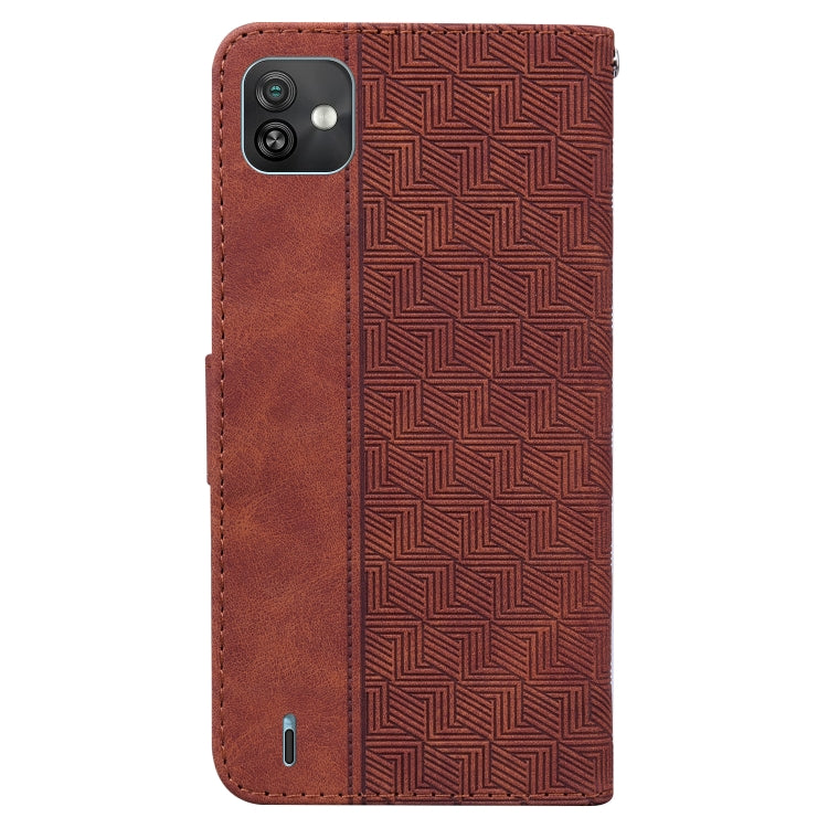 For Wiko Y82 Geometric Embossed Leather Phone Case