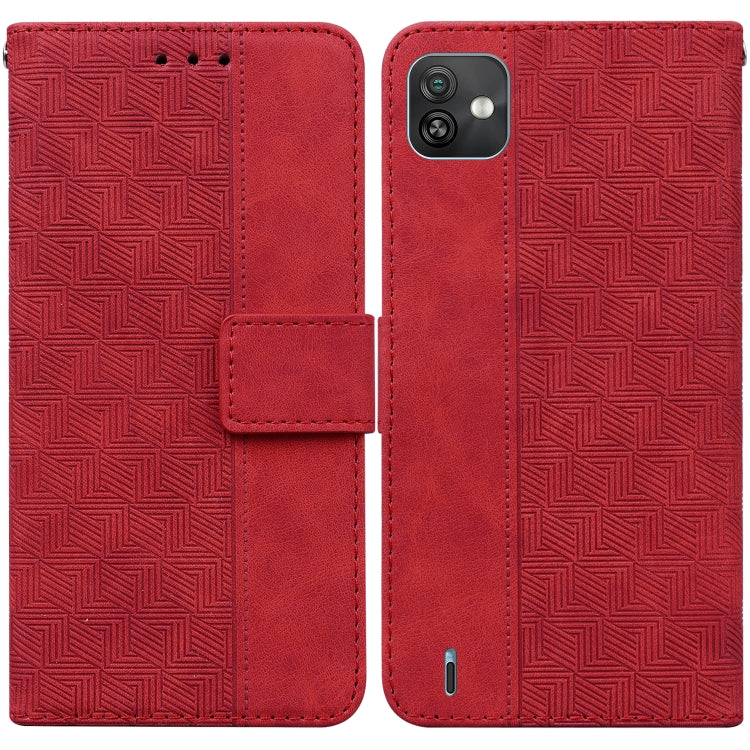 For Wiko Y82 Geometric Embossed Leather Phone Case