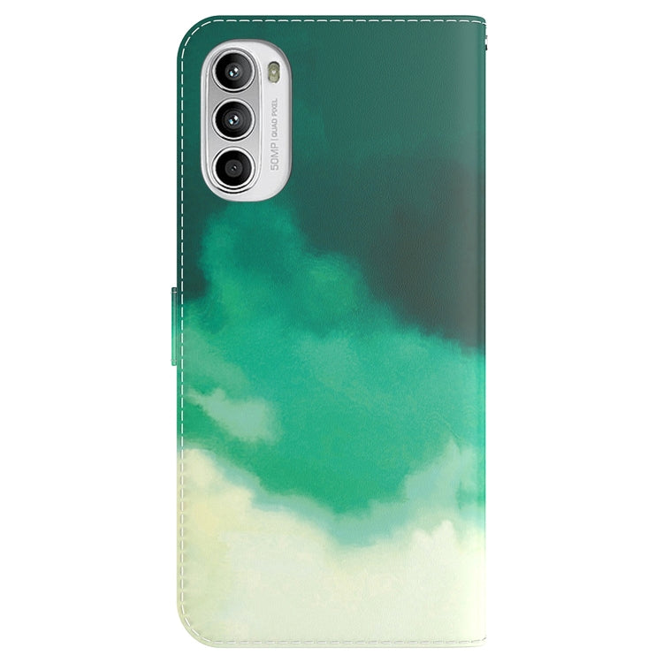 For Motorola Moto G52 Watercolor Pattern Horizontal Flip Leather Phone Case