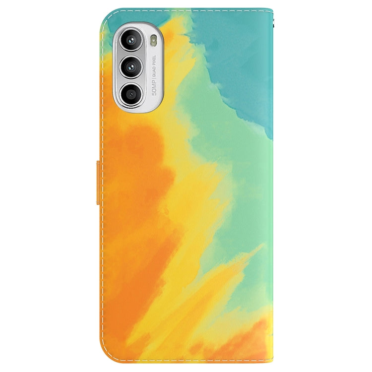 For Motorola Moto G52 Watercolor Pattern Horizontal Flip Leather Phone Case