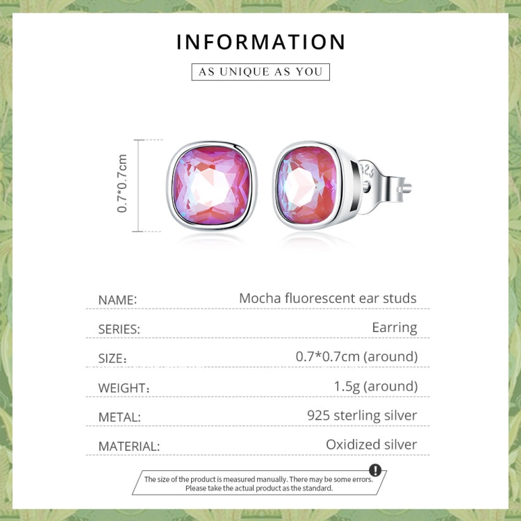 S925 Sterling Silver Mocha Fluorescent Ear Stud Women Earrings