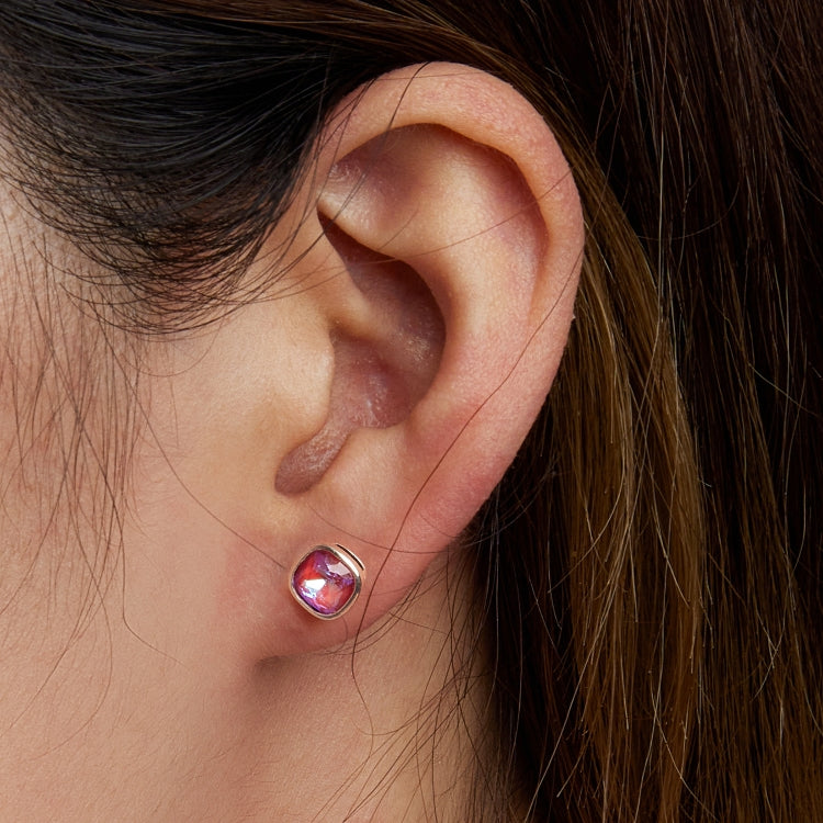 S925 Sterling Silver Mocha Fluorescent Ear Stud Women Earrings