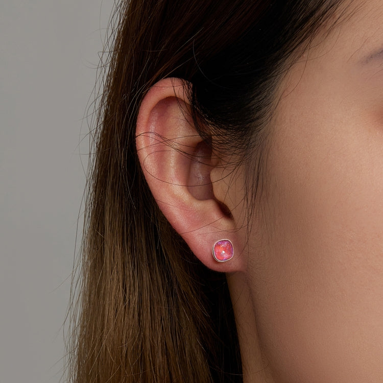 S925 Sterling Silver Mocha Fluorescent Ear Stud Women Earrings