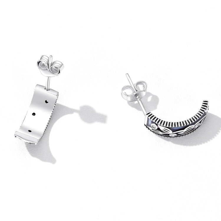 S925 Sterling Silver Retro Flower Texture Ear Stud Women Earrings