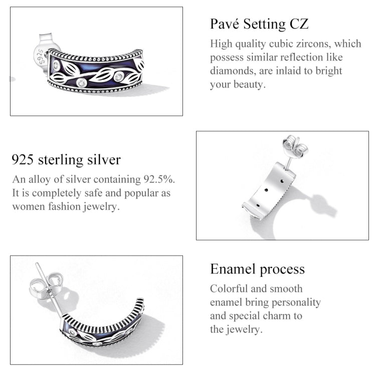 S925 Sterling Silver Retro Flower Texture Ear Stud Women Earrings