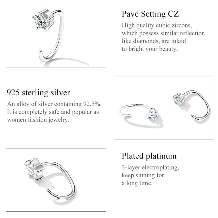 S925 Sterling Silver Star Ear Hook Women Earrings