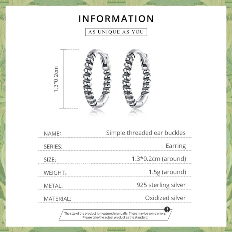 S925 Sterling Silver Thread Ear Buckle Women Earrings