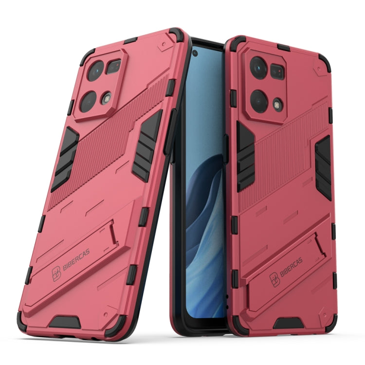For OPPO Reno7 4G Punk Armor 2 in 1 PC + TPU Shockproof Phone Case with Invisible Holder