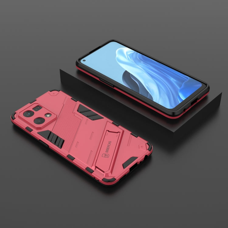 For OPPO Reno7 4G Punk Armor 2 in 1 PC + TPU Shockproof Phone Case with Invisible Holder