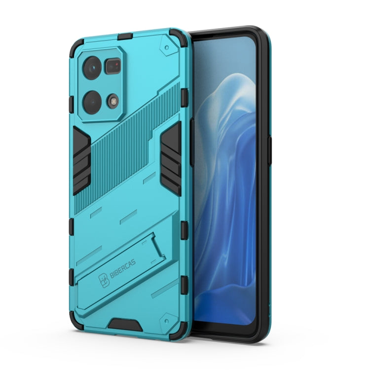 For OPPO Reno7 4G Punk Armor 2 in 1 PC + TPU Shockproof Phone Case with Invisible Holder