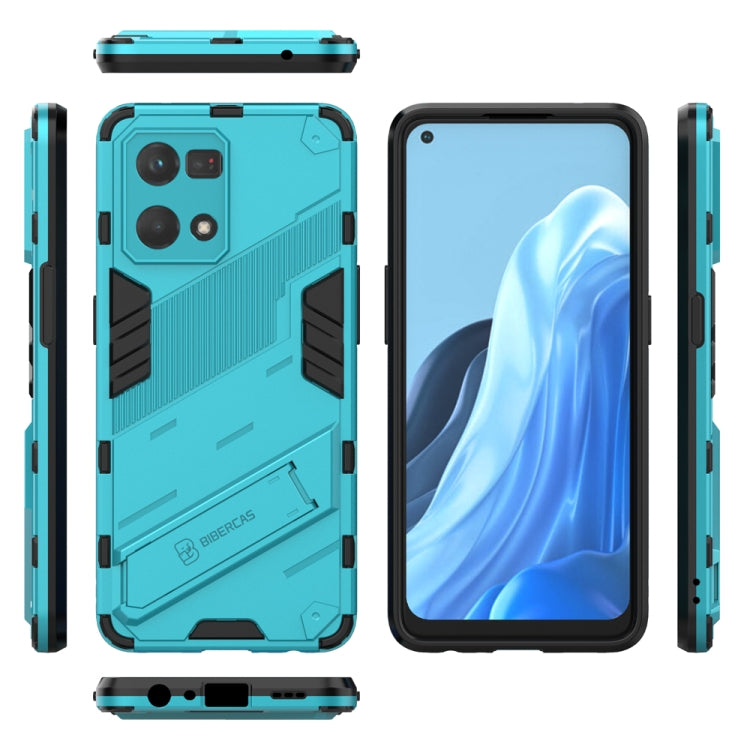 For OPPO Reno7 4G Punk Armor 2 in 1 PC + TPU Shockproof Phone Case with Invisible Holder