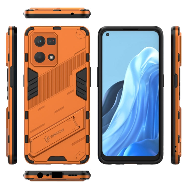 For OPPO Reno7 4G Punk Armor 2 in 1 PC + TPU Shockproof Phone Case with Invisible Holder
