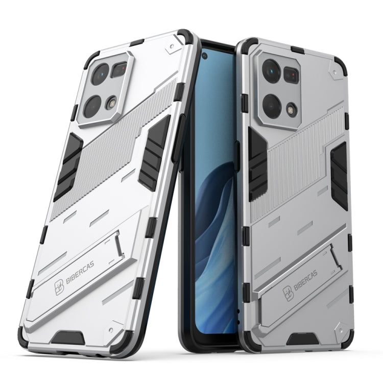 For OPPO Reno7 4G Punk Armor 2 in 1 PC + TPU Shockproof Phone Case with Invisible Holder
