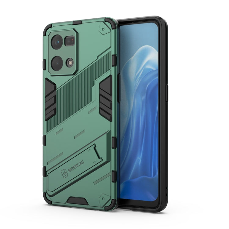 For OPPO Reno7 4G Punk Armor 2 in 1 PC + TPU Shockproof Phone Case with Invisible Holder
