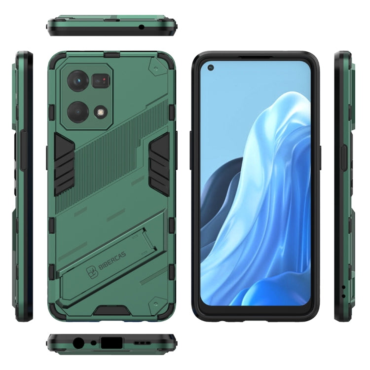 For OPPO Reno7 4G Punk Armor 2 in 1 PC + TPU Shockproof Phone Case with Invisible Holder