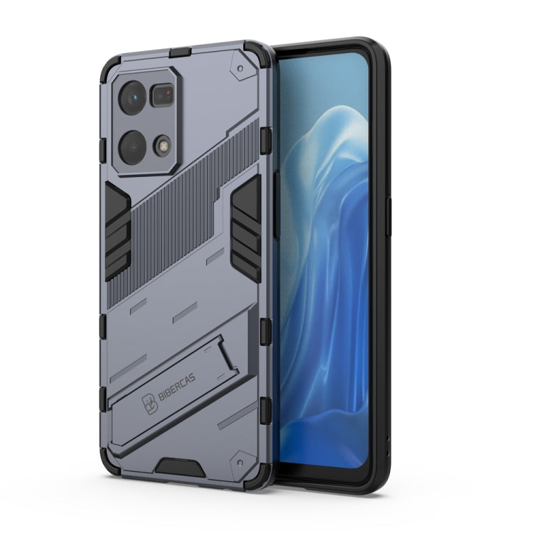 For OPPO Reno7 4G Punk Armor 2 in 1 PC + TPU Shockproof Phone Case with Invisible Holder