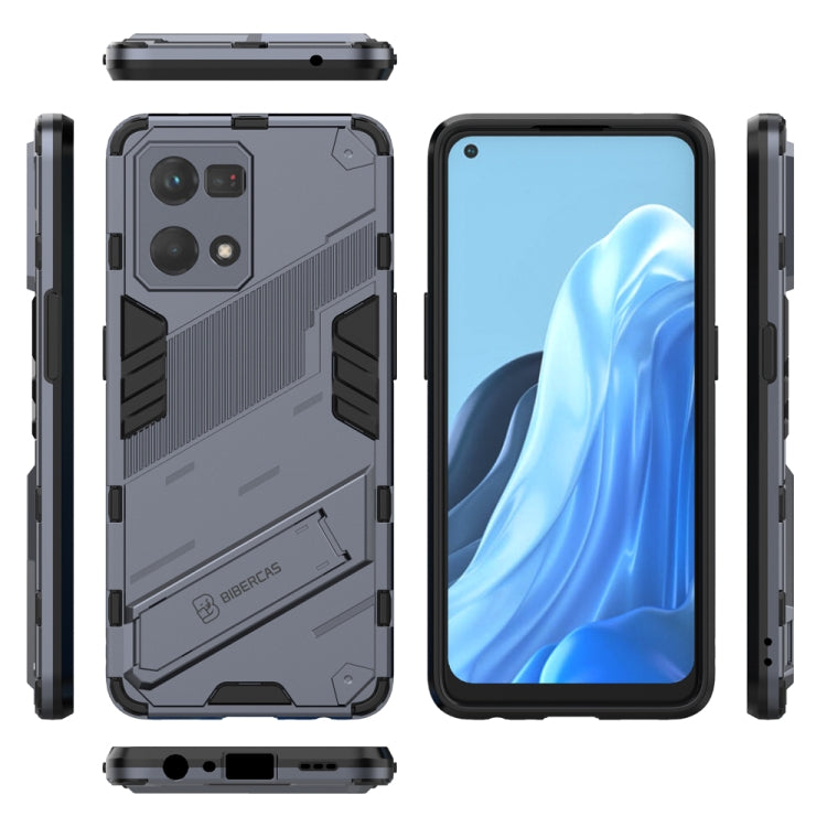 For OPPO Reno7 4G Punk Armor 2 in 1 PC + TPU Shockproof Phone Case with Invisible Holder